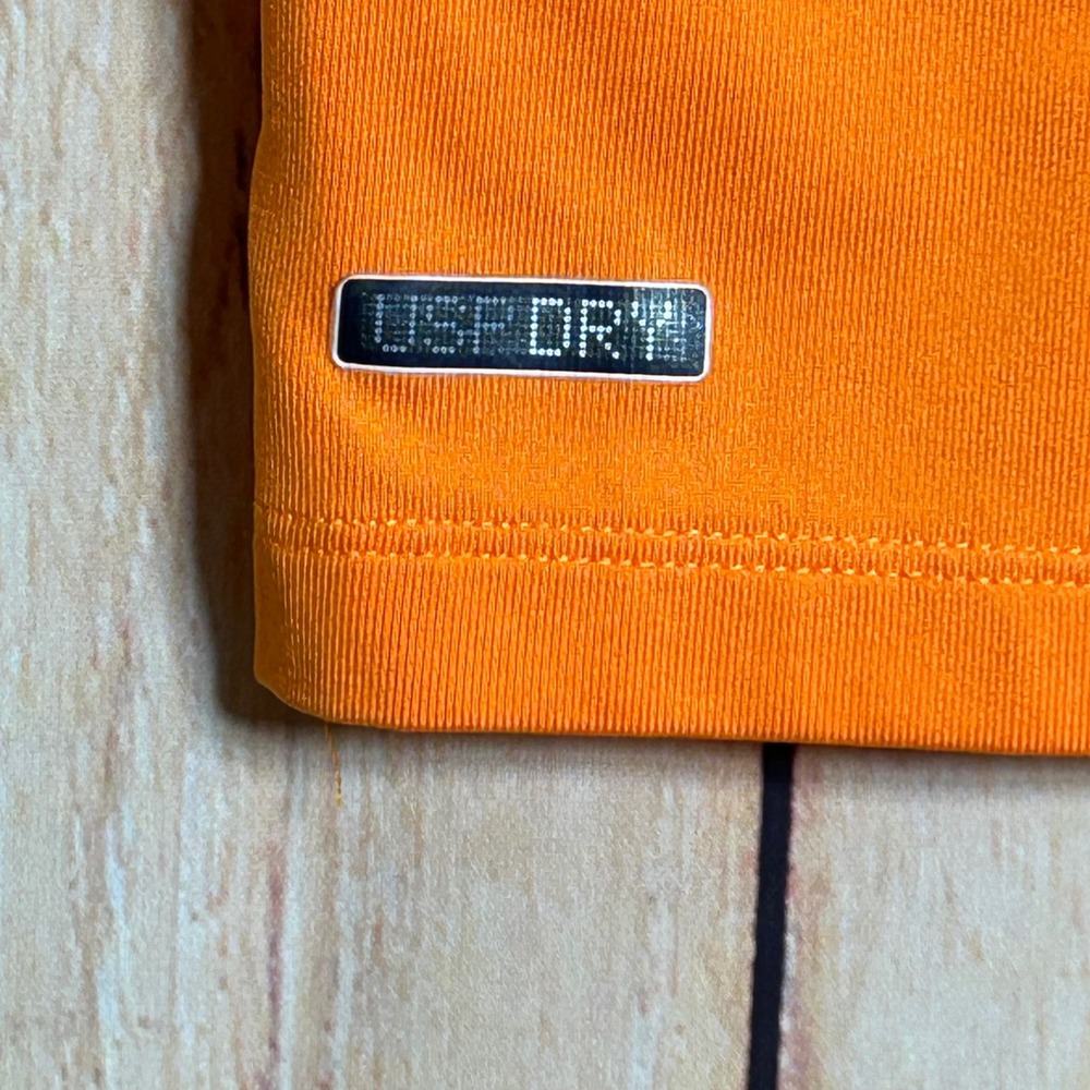Puma Polo Shirt Mens Large Orange Striped USP Dry Performance Golf Sportswear - Picture 7 of 8